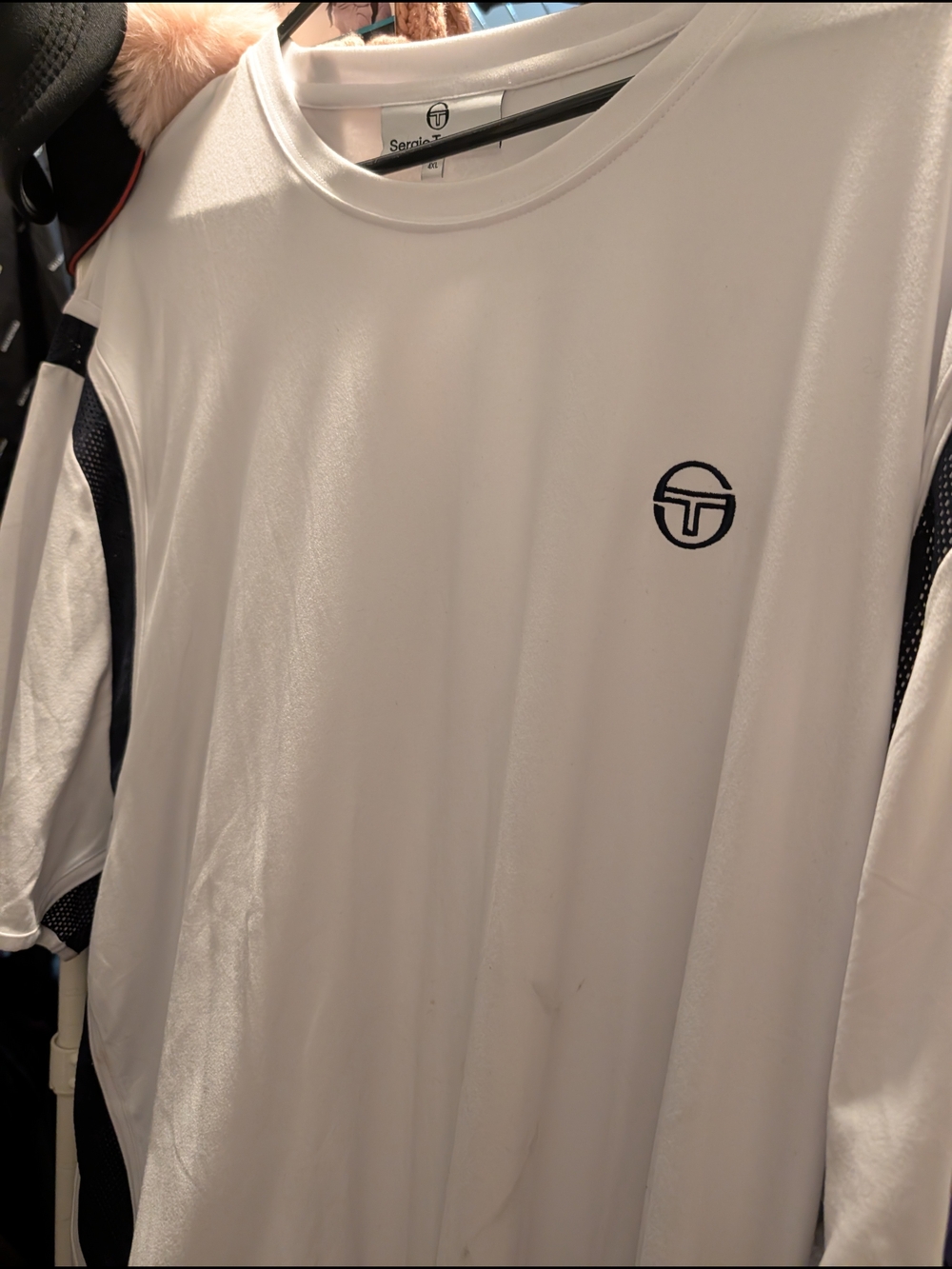 Sergio Tacchini White Short Sleeve Athletic Tee with Navy Logo
